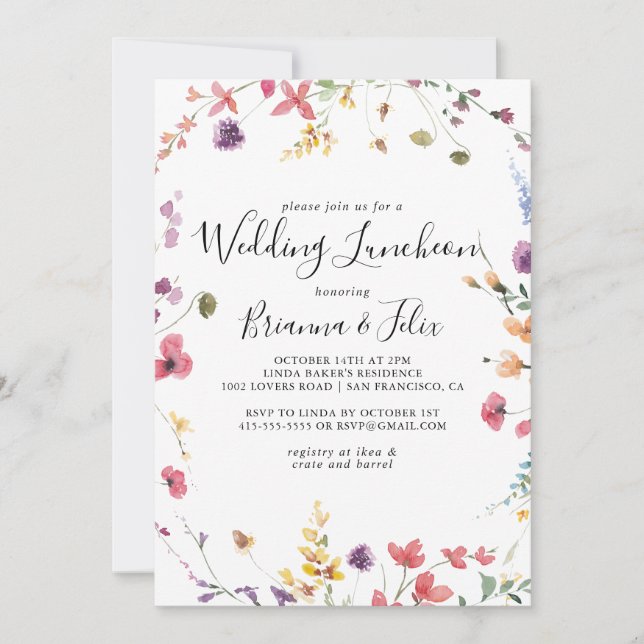 Classic Colorful Wedding Luncheon Bridal Shower  Invitation (Front)