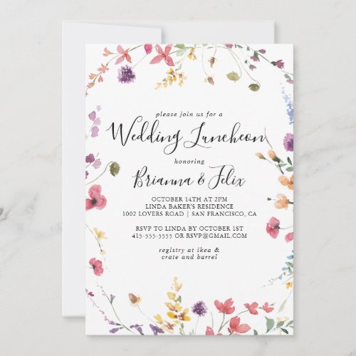 Classic Colorful Wedding Luncheon Bridal Shower  Invitation