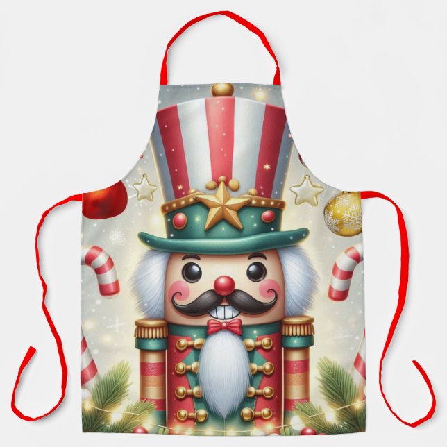 Classic, colorful, whimsical Christmas nutcracker Apron (Front)