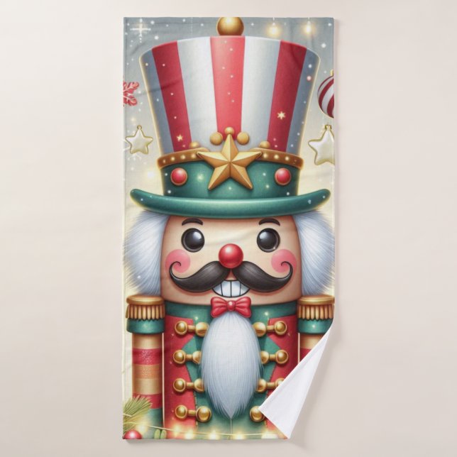 Classic, colorful, whimsical Christmas nutcracker Bath Towel (Bath Towel)