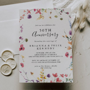 Classic Colorful Wild 50th Wedding Anniversary Invitation