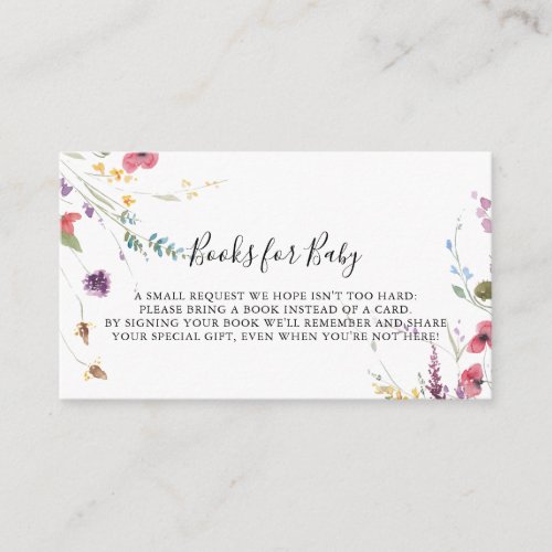 Classic Colorful Wild Baby Shower Book Request  Enclosure Card