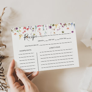 Classic Colorful Wild Bridal Shower Recipe Card