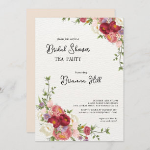Classic Colorful Wild Bridal Shower Tea Party Invitation
