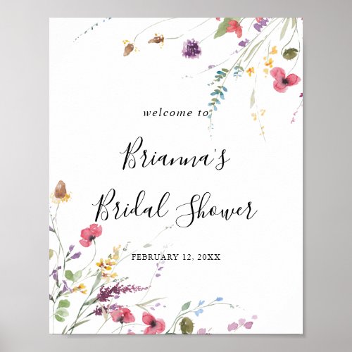 Classic Colorful Wild Bridal Shower Welcome  Poster