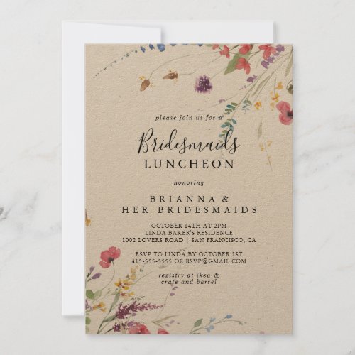 Classic Colorful Wild Bridesmaids Luncheon Shower Invitation