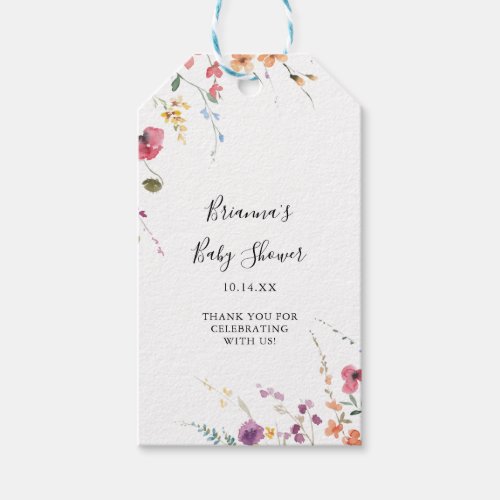 Classic Colorful Wild Floral Baby Shower  Gift Tags