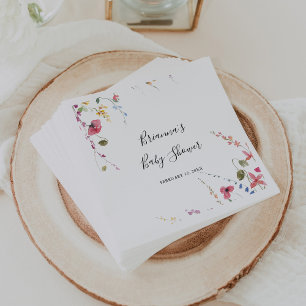 Classic Colorful Wild Floral Baby Shower  Napkins