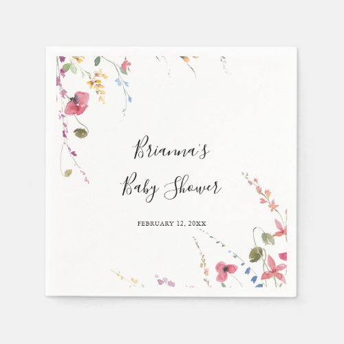 Classic Colorful Wild Floral Baby Shower  Napkins