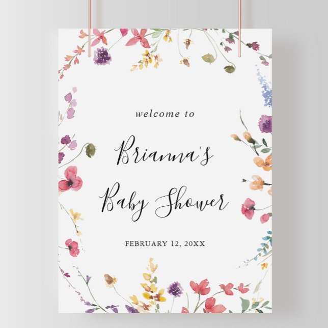 Classic Colorful Wild Floral Baby Shower Welcome  Poster (Creator Uploaded)