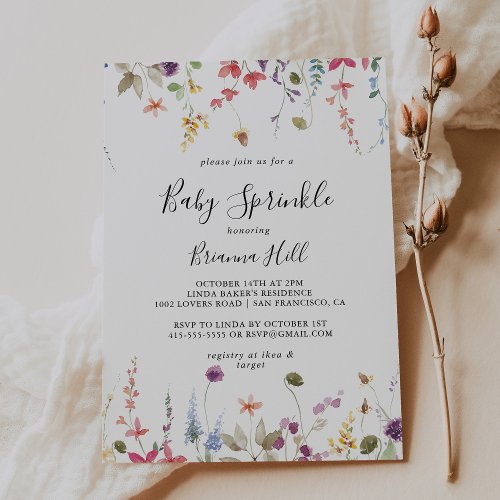 Classic Colorful Wild Floral Baby Sprinkle Invitation