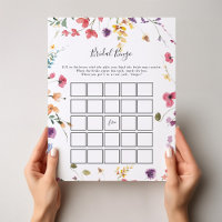 Classic Colorful Wild Floral Bridal Bingo Game
