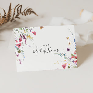 Classic Colorful Wild Floral Bridal Party  Letterpress Thank You Card