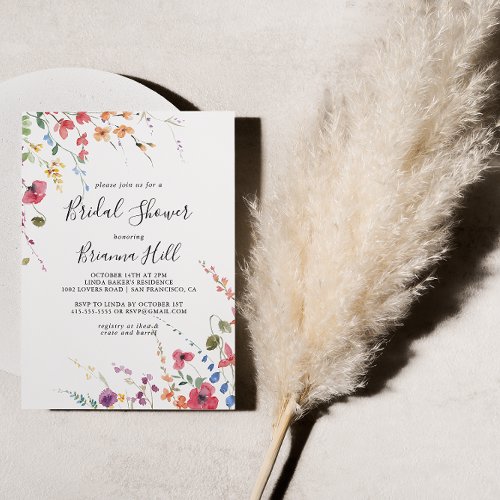 Classic Colorful Wild Floral Bridal Shower Invitation