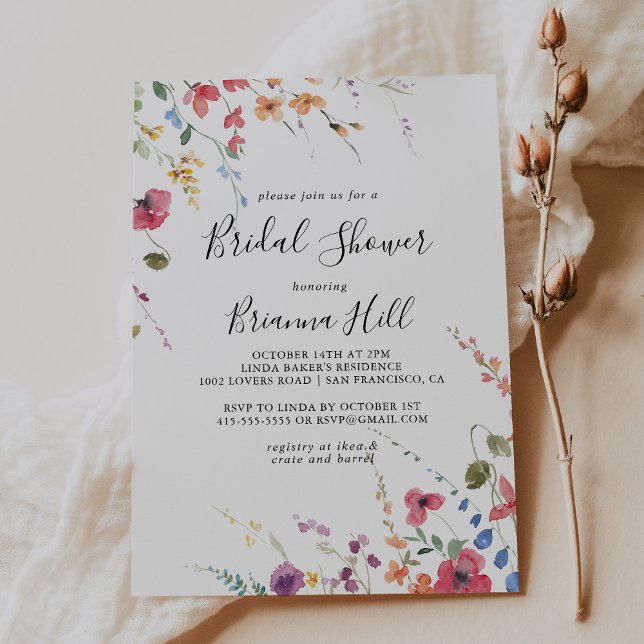Classic Colorful Wild Floral Bridal Shower Invitation (Creator Uploaded)