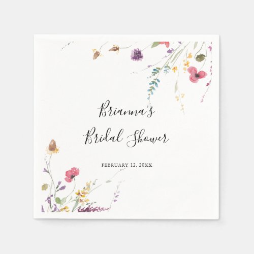 Classic Colorful Wild Floral Bridal Shower  Napkins