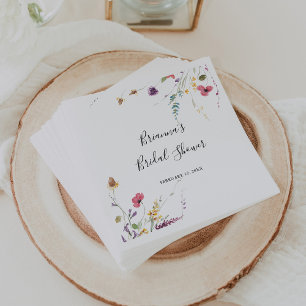 Classic Colorful Wild Floral Bridal Shower Napkins
