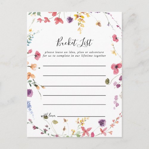 Classic Colorful Wild Floral Bucket List Cards