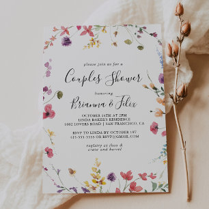 Classic Colorful Wild Floral Couples Shower Invitation