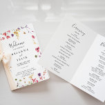Classic Colorful Wild Floral Folded Wedding  Program<br><div class="desc">This classic colorful wild floral folded wedding program is perfect for a rustic wedding. The design features a yellow,  purple,  white wild flowers with foliage in a rose and green watercolor background.

Include a quote or short message,  order of service,  wedding party and thank you message.</div>