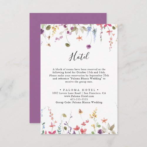 Classic Colorful Wild Floral Hotel  Enclosure Card