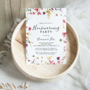 Classic Colorful Wild Floral Housewarming Party Invitation