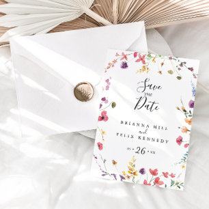 Classic Colorful Wild Floral Save the Date  Postcard