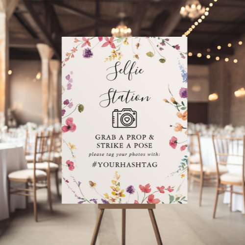 Classic Colorful Wild Floral Selfie Station Sign
