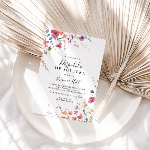 Classic Colorful Wild Floral Spanish Bridal Shower Invitation