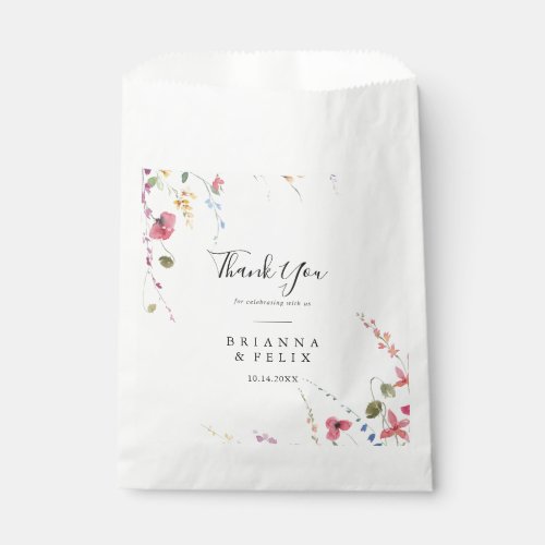 Classic Colorful Wild Floral Thank You Wedding Favor Bag