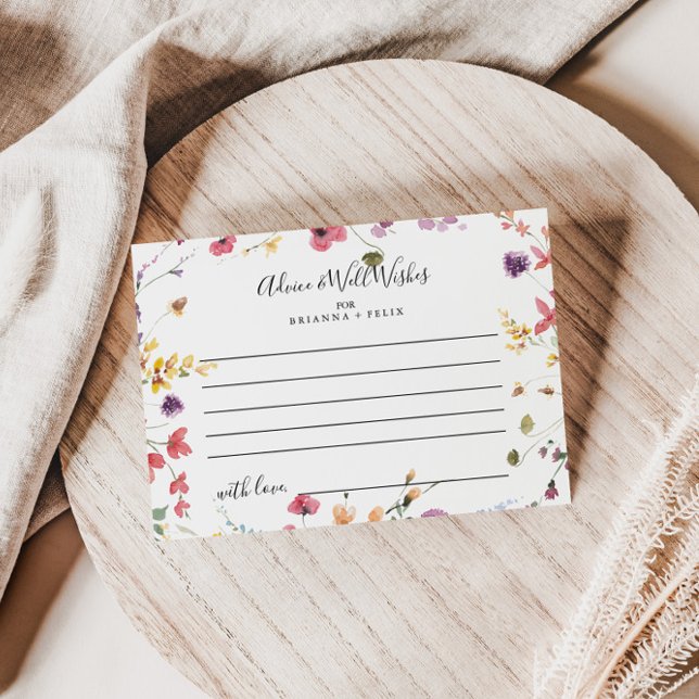 Classic Colorful Wild Floral Wedding Advice Card (Creator Uploaded)