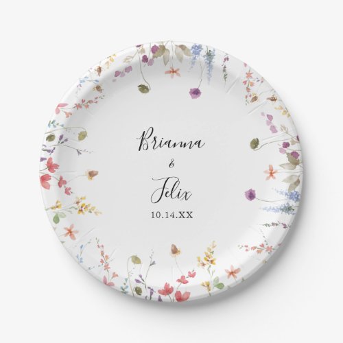 Classic Colorful Wild Floral Wedding Cake  Paper Plates