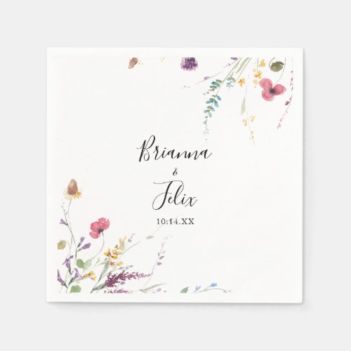 Classic Colorful Wild Floral Wedding Napkin