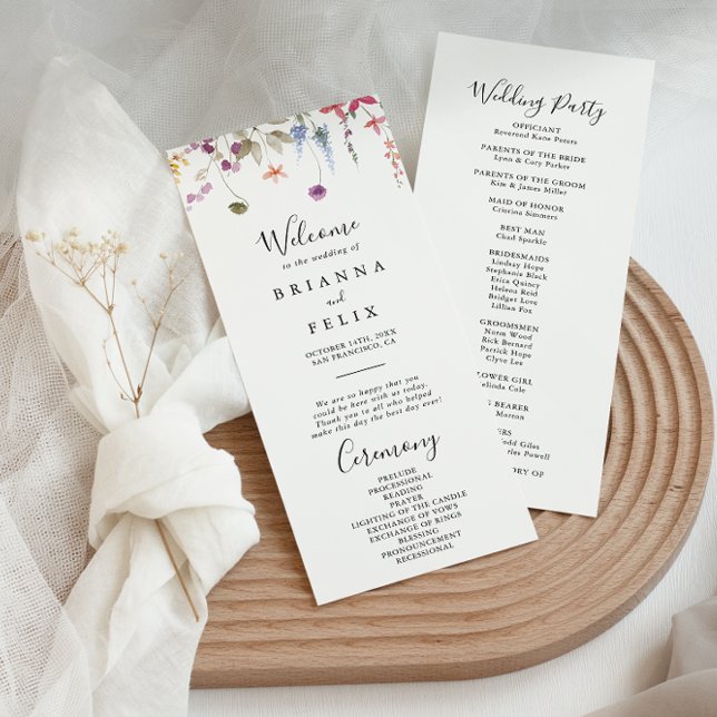Classic Colorful Wild Floral Wedding Program (Creator Uploaded)