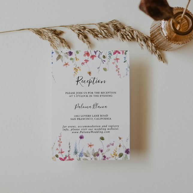 Classic Colorful Wild Floral Wedding Reception  Enclosure Card (Creator Uploaded)