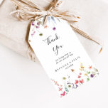 Classic Colorful Wild Floral Wedding Thank You  Gift Tags<br><div class="desc">These classic colorful wild floral wedding thank you favor tags are perfect for a modern wedding reception. The design features a yellow, purple, white wild flowers with foliage in a rose and green watercolor background. Personalize these tags with a short message, your names, and your wedding date. You can change...</div>