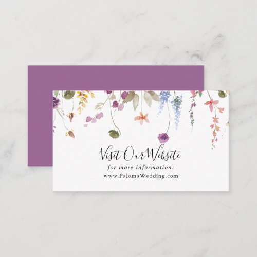 Classic Colorful Wild Floral Wedding Website  Enclosure Card