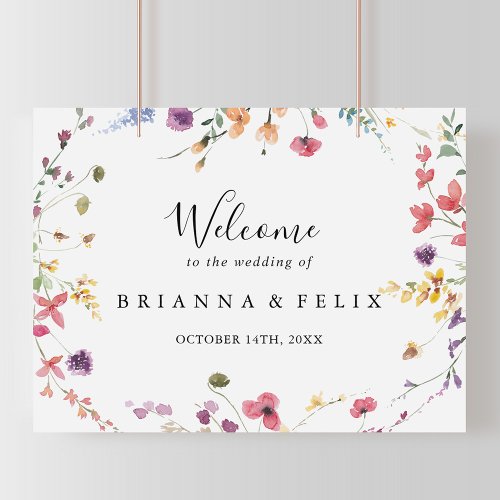 Classic Colorful Wild Floral Wedding Welcome Sign
