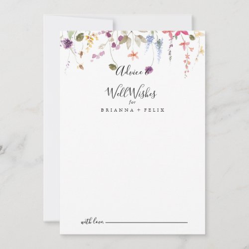 Classic Colorful Wild Floral Wedding Well Wishes Advice Card
