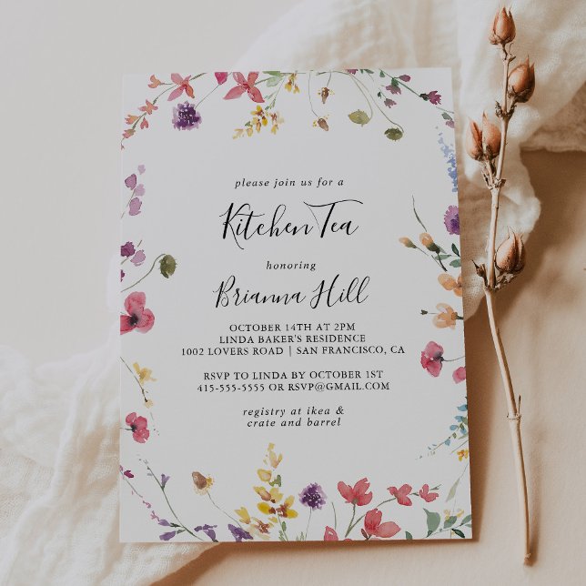 Classic Colorful Wild Kitchen Tea Bridal Shower Invitation (Creator Uploaded)