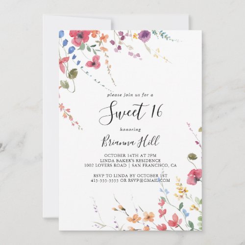 Classic Colorful Wild Sweet 16 Birthday Party  Invitation