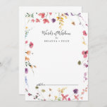 Classic Colorful Wild Wedding Words of Wisdom  Advice Card<br><div class="desc">This classic colorful wild wedding words of wisdom advice card is perfect for a rustic wedding. The design features a yellow, purple, white wild flowers with foliage in a rose and green watercolor background. These cards are perfect for a wedding, bridal shower, baby shower, graduation party & more. Personalize the...</div>