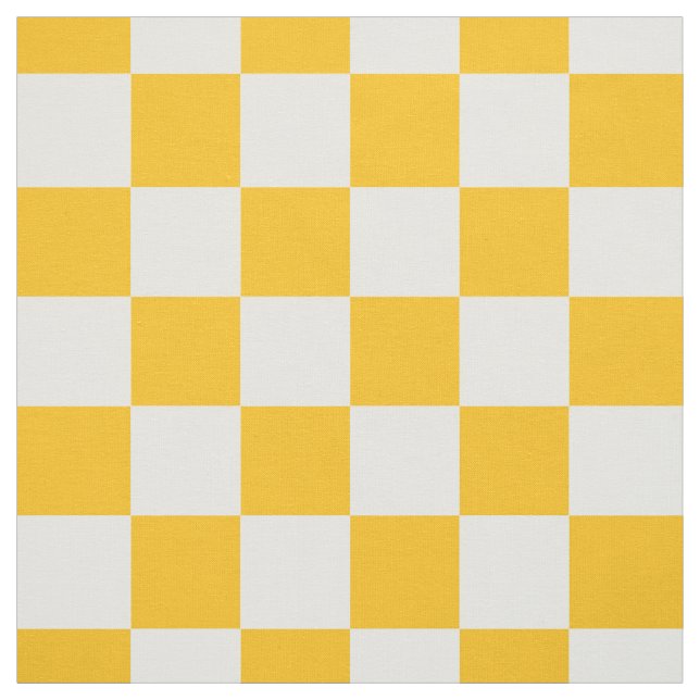 Classic Colorful Yellow White Checkered Gingham Fabric (Swatch)