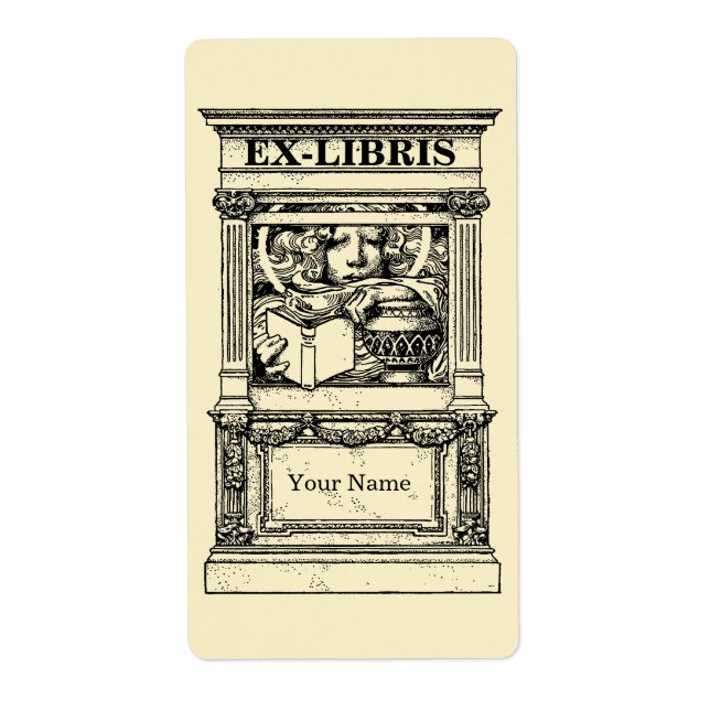 Classic Columns Frame Ex Libris Template Label (Front)