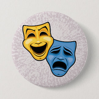 Classic Comedy And Tragedy Theatrical Masks Button