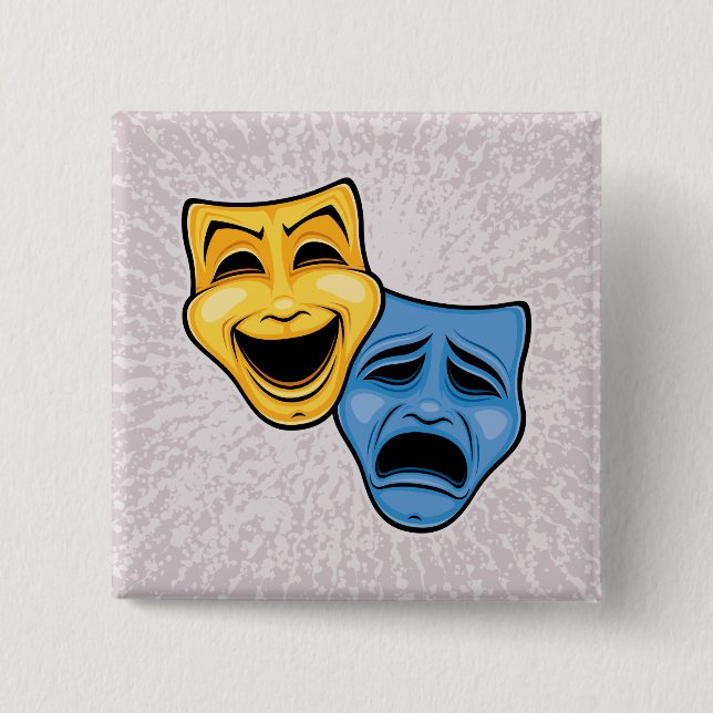 Classic Comedy And Tragedy Theatrical Masks Button (Front)