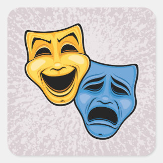 Classic Comedy And Tragedy Theatrical Masks Square Sticker