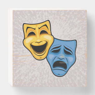 Classic Comedy And Tragedy Theatrical Masks Wooden Box Sign