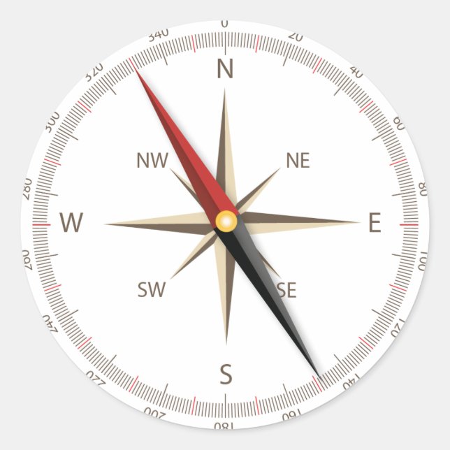 Classic compass classic round sticker (Front)