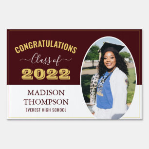 Classic Congrats Red Photo Graduation Sign
